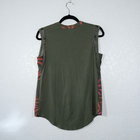 A New Day Green & Pink Palm Leaf Button Tank Top Size XS - Picture 5 of 5